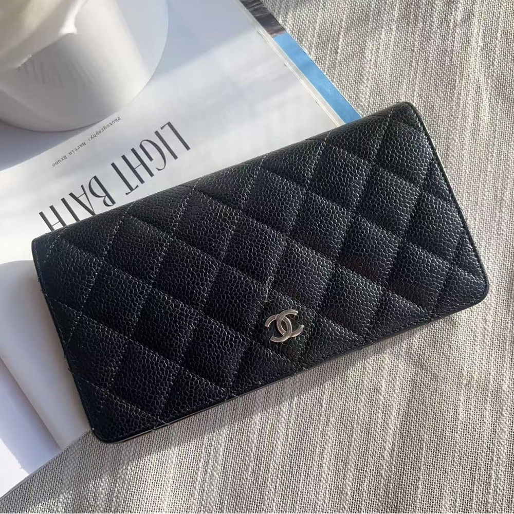 Chanel Caviar Flap wallet Black With SHW